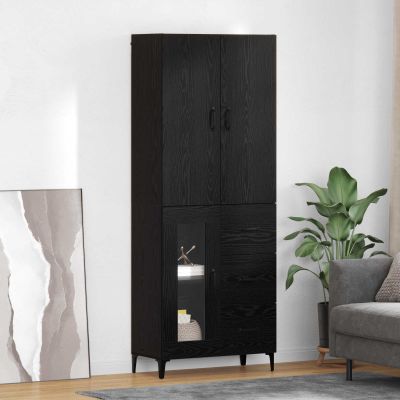 vidaXL Highboard Čierny dub 69,5 x 34 x 180 cm Kompozitné drevo