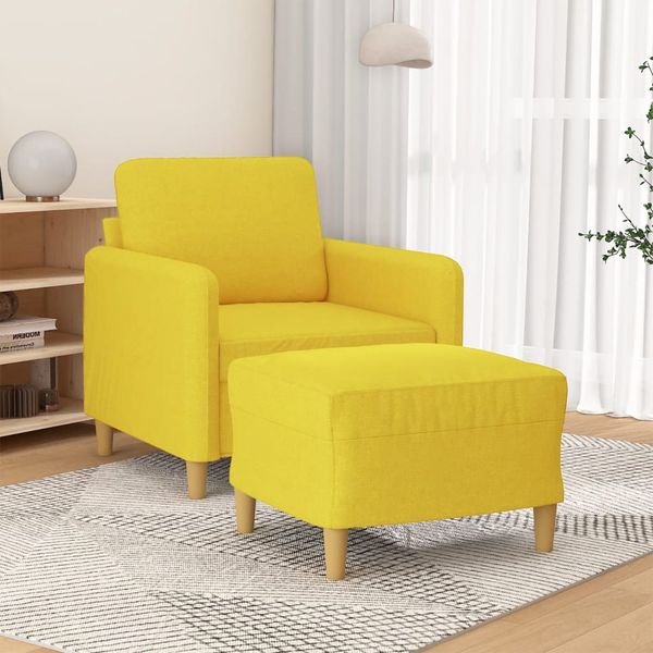 vidaXL Kreslo s podnožkou bledožlté 60 cm látkové