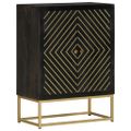 vidaXL Komoda s 2 dverami čierno-zlatá 55x30x75 cm masívny mangovník