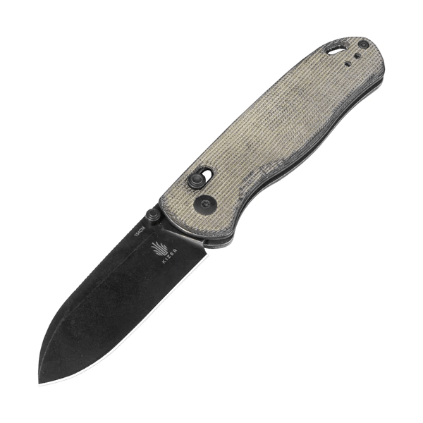 Kizer V3619C4 Drop Bear Green Micarta vreckový nôž 7,6 cm, Black Stonewash, zelená, Micarta