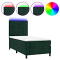 vidaXL Posteľný rám boxsping matrac a LED tmavozelený 80x200 cm zamat