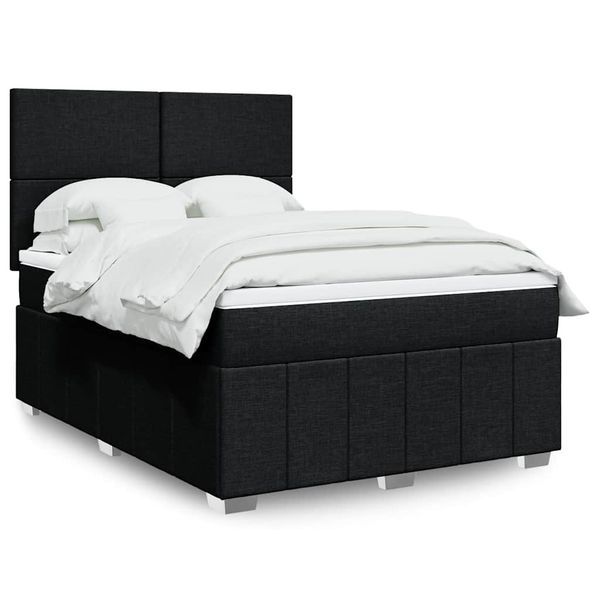 vidaXL Posteľný rám boxspring s matracom čierny 140x200 cm látka