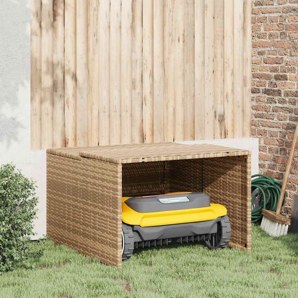 vidaXL Garáž na robotickú kosačku béžová 86x90x52/57 cm polyrattan