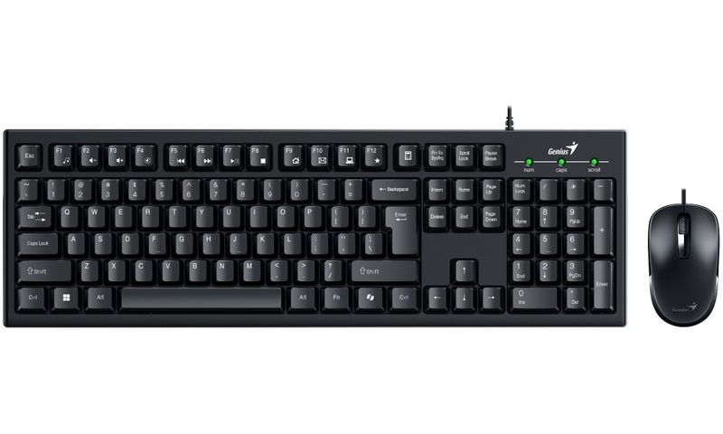 GENIUS KM-100SE/ Drátový set/ Copilot/ USB/ černá/ CZ+SK layout Set klávesnice a myši, drátový, CZ+SK layout, Copilot klávesa, USB, černý