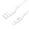 Silicónový kábel BWOO 3A X329L USB - Lightning 3A 1 m biely