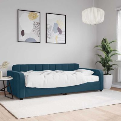 vidaXL Denná posteľ s matracom modrá 90x200 cm zamat