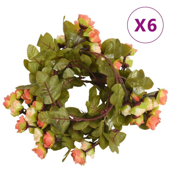 vidaXL Kvetinové girlandy 6 ks, západ slnka, červené 215 cm
