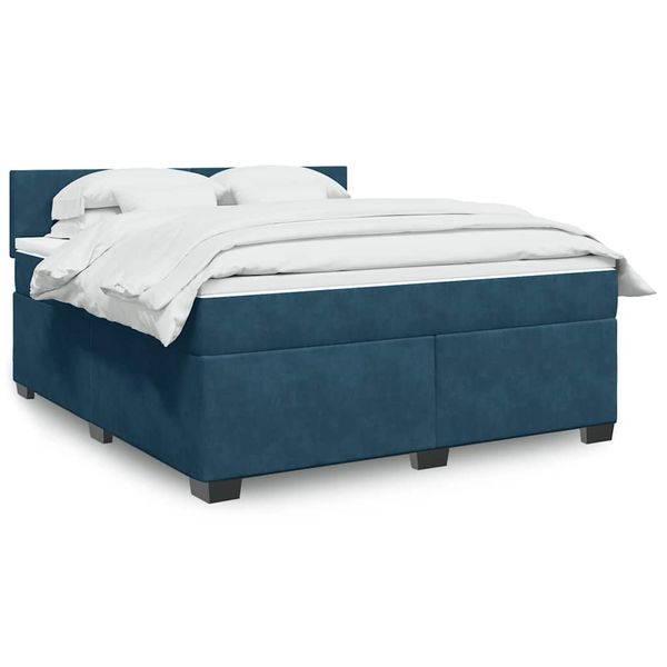 vidaXL Posteľný rám boxsping s matracom modrý 180x200 cm zamat