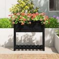 vidaXL Kvetináč s policou čierny 82,5x34,5x81 cm masívna borovica