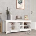 vidaXL Skrinka na topánky biela 110x38x45,5 cm masívna borovica