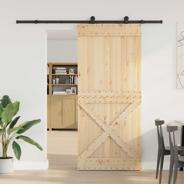 vidaXL Posuvné dvere NARVIK Prírodná a čierna 100 x 210 cm (213,5 cm)