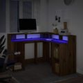 vidaXL Stôl s LED svetlami dub artisian 130x130x91 cm kompozitné drevo