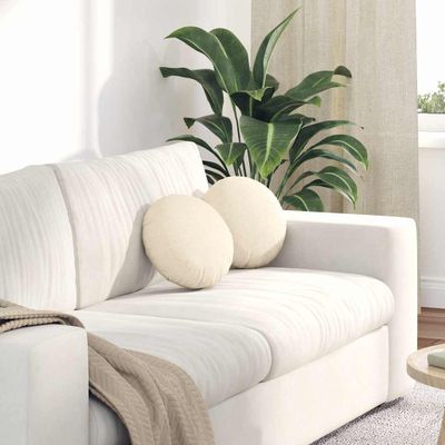 vidaXL Vankúše na sedenie 2 pcs Krémová Ø30 x 13 cm Kordúrová tkanina