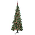 vidaXL Rohový umelý vianočný strom s 300 LED-i Zelená 180 cm PVC a kov