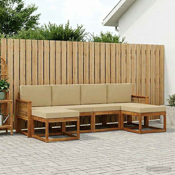 vidaXL Záhradná súprava gaučov 6 pcs Prírodná a béžová Polyester