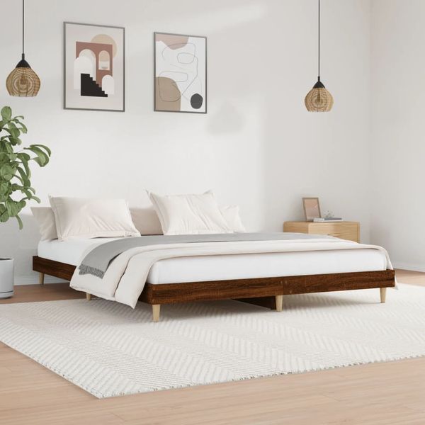 vidaXL Posteľný rám bez matraca hnedý dub 150x200 cm kompozitné drevo