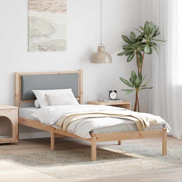 vidaXL Rám postele Svetlosivá 90 x 200 cm Masívne borovicové drevo