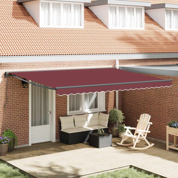 vidaXL Rám markízy Vínovo červená 450 × 300 cm Polyester s PU povrchom