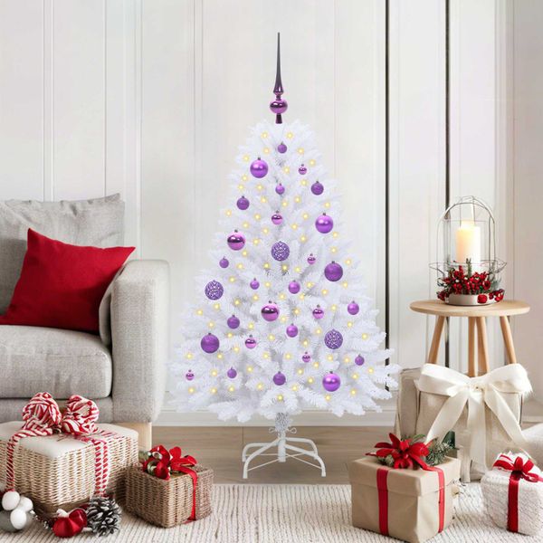vidaXL Umelý Sklápací Vianočný Stromček Biela 120 cm PVC a oceľ