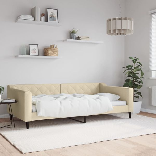 vidaXL Denná posteľ krémová 100x200 cm látka