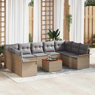 vidaXL Súprava záhradných pohoviek 10 pcs Beige a svetlo šedá