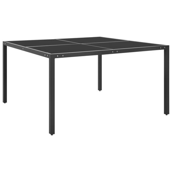 vidaXL Záhradný jedálenský stôl antracitový 130x130x72 cm oceľ a sklo