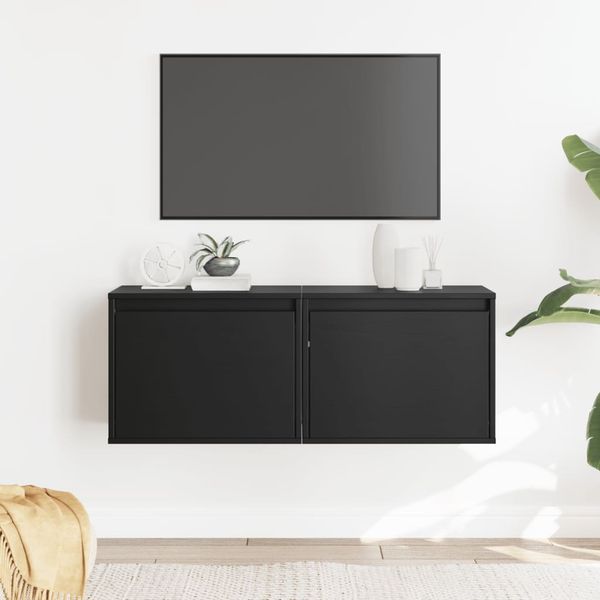 vidaXL Nástenné skrinky 2 ks čierne 45x30x35 cm masívna borovica