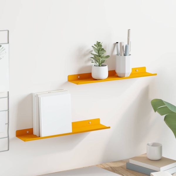 vidaXL Závesná polica 2 pcs Horčicová žltá 40 x 8,5 x 2,5 cm Oceľ