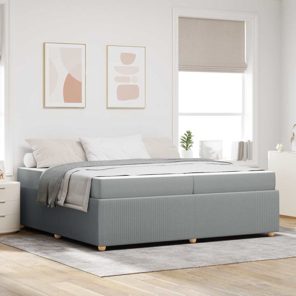 vidaXL Rám postele s matracmi Svetlosivá 200 x 200 cm látka