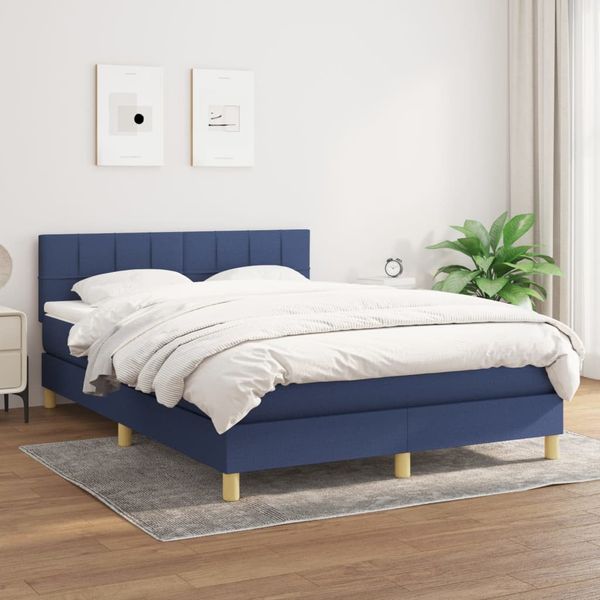 vidaXL Boxspring posteľ s matracom modrý 140x190 cm látka