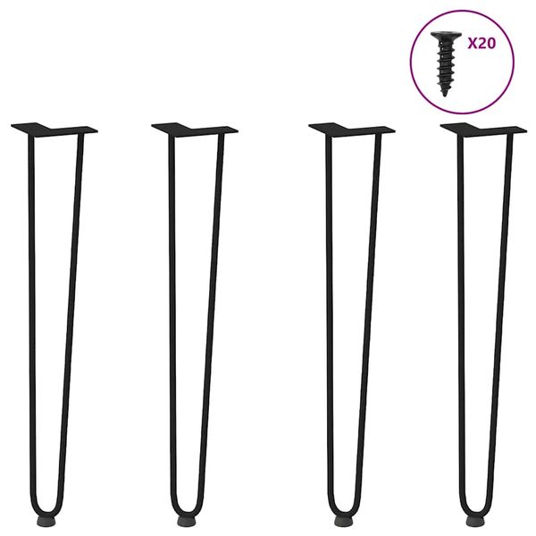 vidaXL vlásenkové nohy pre konzolové stolíky 4 ks, čierne 72 cm, masívna oceľ
