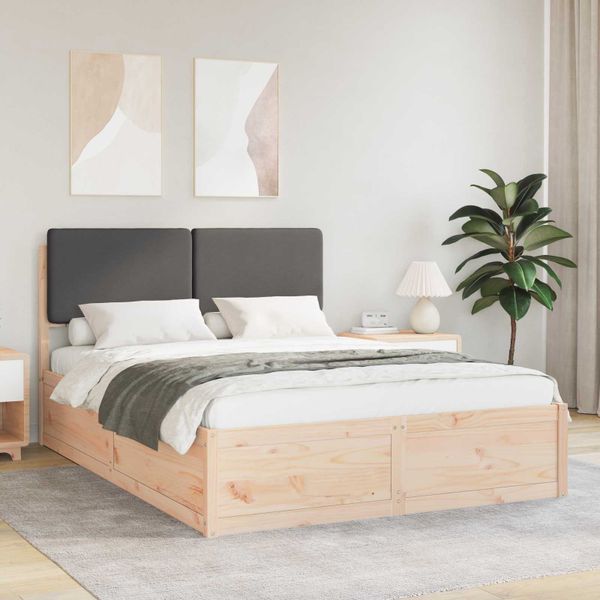 vidaXL Rám postele s čalúneným čelom Tmavo šedá 140 x 190 cm
