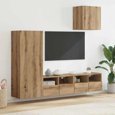 vidaXL TV nástenne jednotky 4 pcs Remeselný dub Kompozitné drevo