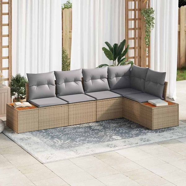 vidaXL Súprava záhradných pohoviek 5 pcs béžová a svetlosivá