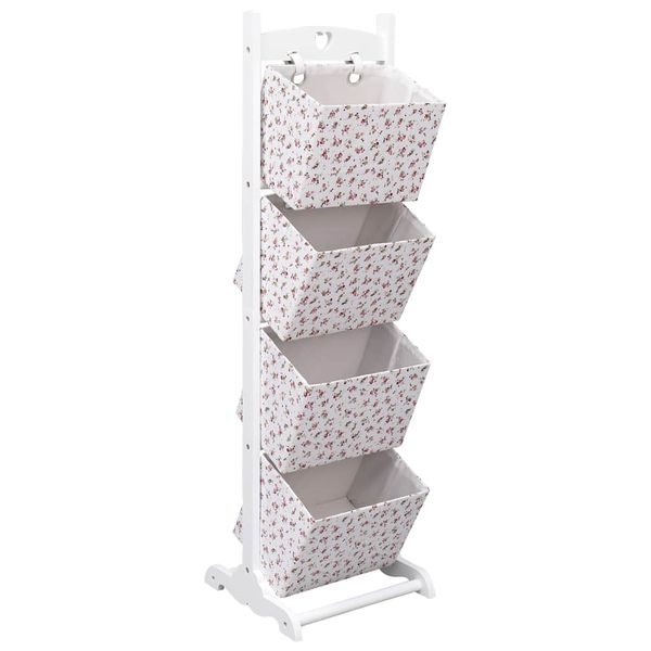 vidaXL Regál so 4 košíkmi kvetovaný 35x35x125 cm drevený