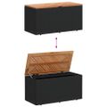 vidaXL Záhrad. úložný box čierny 110x50x54 cm polyratan akáciové drevo