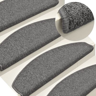 vidaXL Schodové rohože 15 ks 65x24x4 cm tmavošedé polkruhové veľké