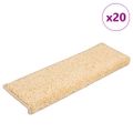 vidaXL Schodové rohože 20 ks 65x21x4 cm krémové s obdĺžnikovým okrajom