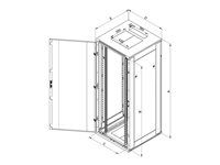 RMA-22-A88-CAX-A1 - 19" stojanový rozvádzač 22U/800x800mm presklené dvere, IP20 nosnosť 800kg svetlošedý RAL7035