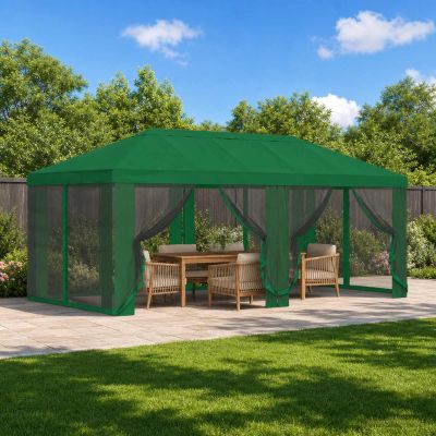 vidaXL Kryt altánku s bočnými stenami 6 x 3 m Zelená Polyester 190 gsm