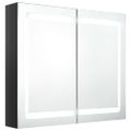 vidaXL Kúpeľňová skrinka s LED a zrkadlom, lesklá čierna 80x12x68 cm
