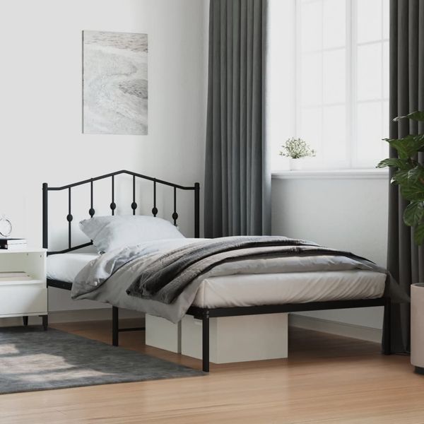 vidaXL Kovový rám postele s čelom čierny 107x203 cm