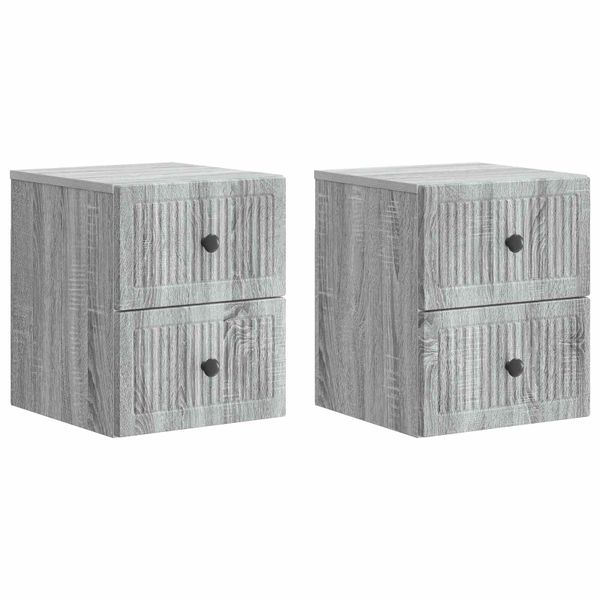 vidaXL Nástenná nočná skrinka 2 pcs Sivá sonoma 33 x 34,5 x 40 cm