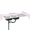 vidaXL Kuchynský drez, 2 vaničky, strieborný 1200x500x155 mm, oceľ