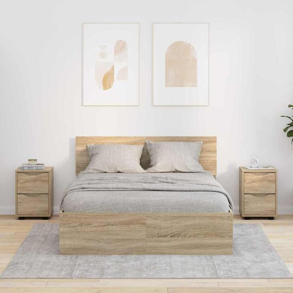 vidaXL Nočné stolíky so zásuvkou 2 pcs Sonoma dub 30,5 x 30 x 43 cm