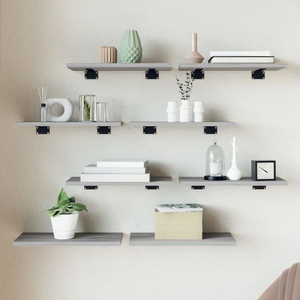 vidaXL Nástenné police 8 ks sivé sonoma 40x20x1,5 cm kompozitné drevo