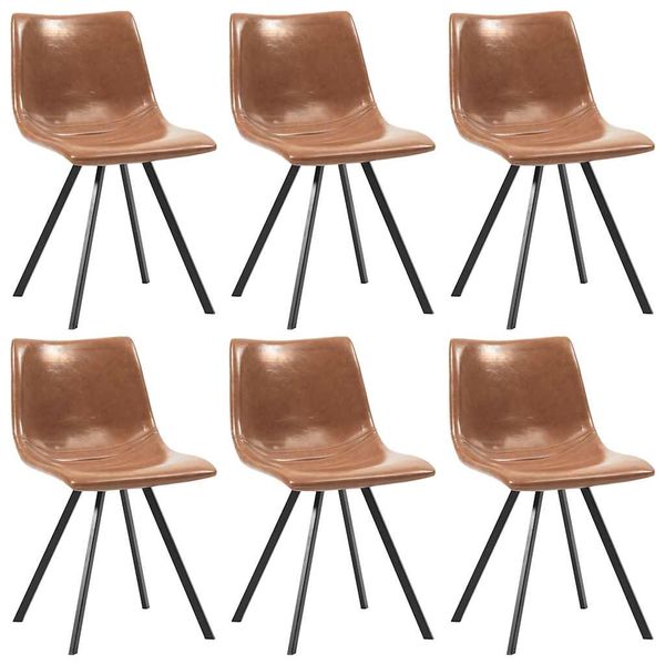 vidaXL Jedálenské stoličky 6 ks, lesklé hnedé, umelá koža