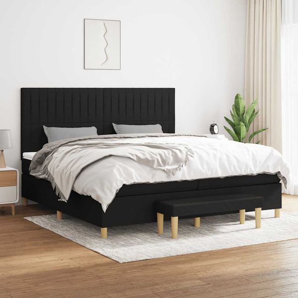 vidaXL Boxspring posteľ s matracom čierna 200x200 cm látka