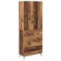 vidaXL Highboard Staré drevo 69,5 x 34 x 180 cm Kompozitné drevo