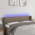 vidaXL Čelo postele s LED sivohnedé 147x16x78/88 cm látka
